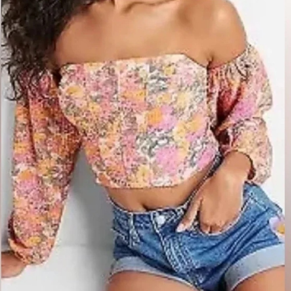 Wild Fable long sleeve corset floral off the shoulder blouse